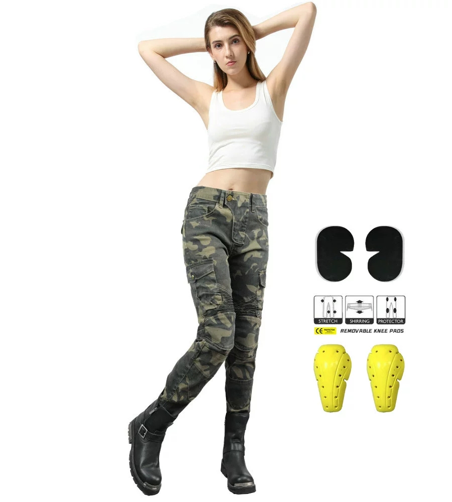 Motorcycle Gear Testing - Celana Jeans Wanita Motif Kamuflase untuk