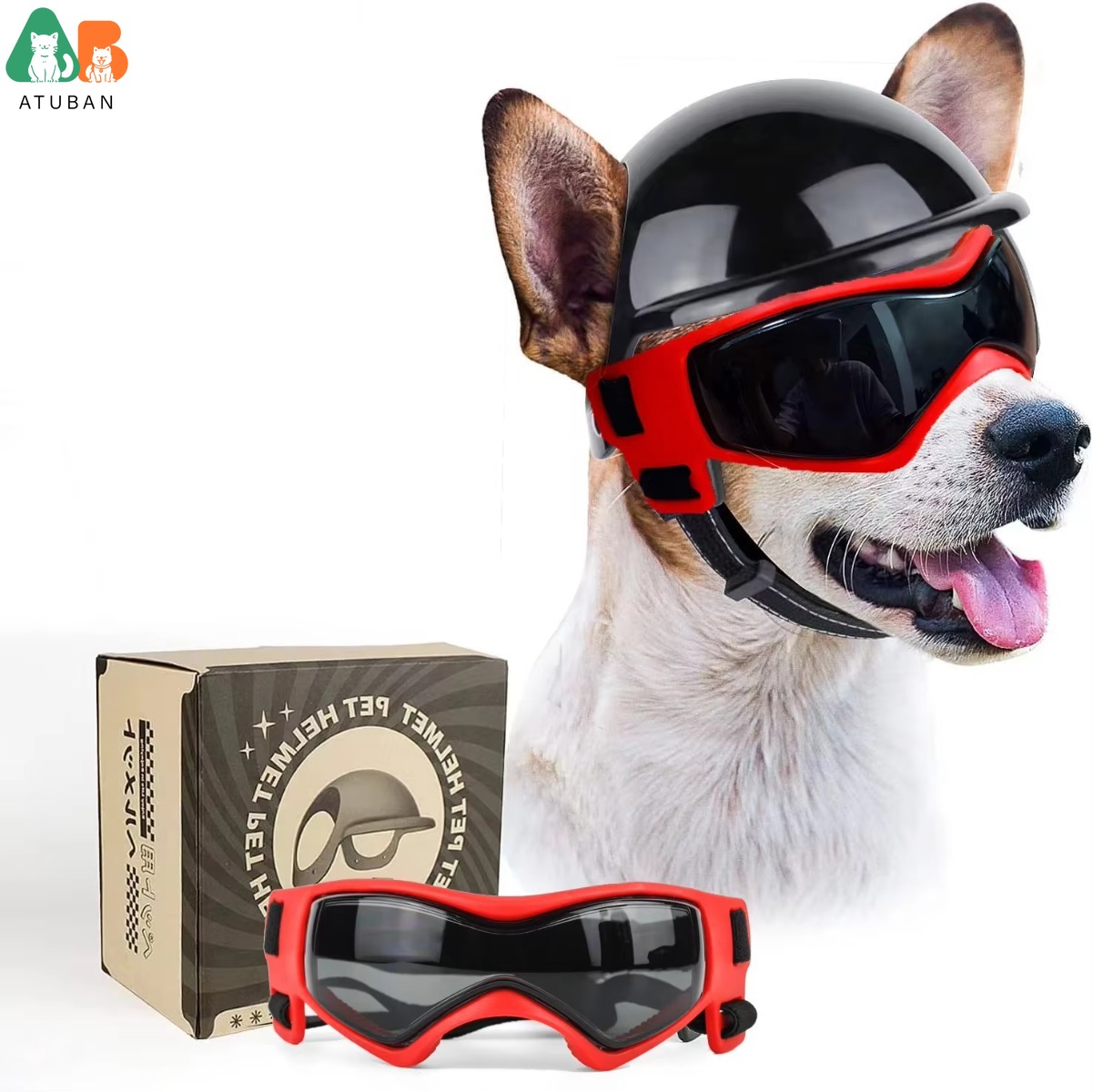 Motorcycle Gear Dogs - Kacamata Hitam Anjing Set Helm Hewan