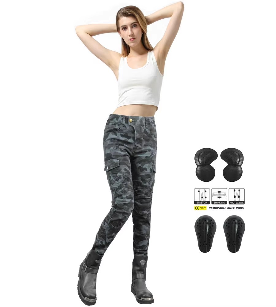 Motorcycle Gear Testing - Celana Jeans Wanita Motif Kamuflase untuk