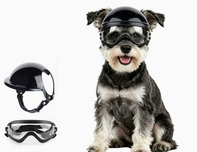 Motorcycle Gear Dogs - Kacamata Anjing dan Set Helm Hewan