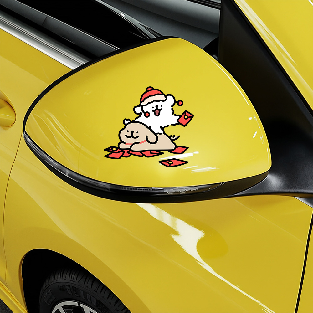 Motorcycle Gear Dogs - Stiker Mobil Anjing Maltese Kartun, Stiker
