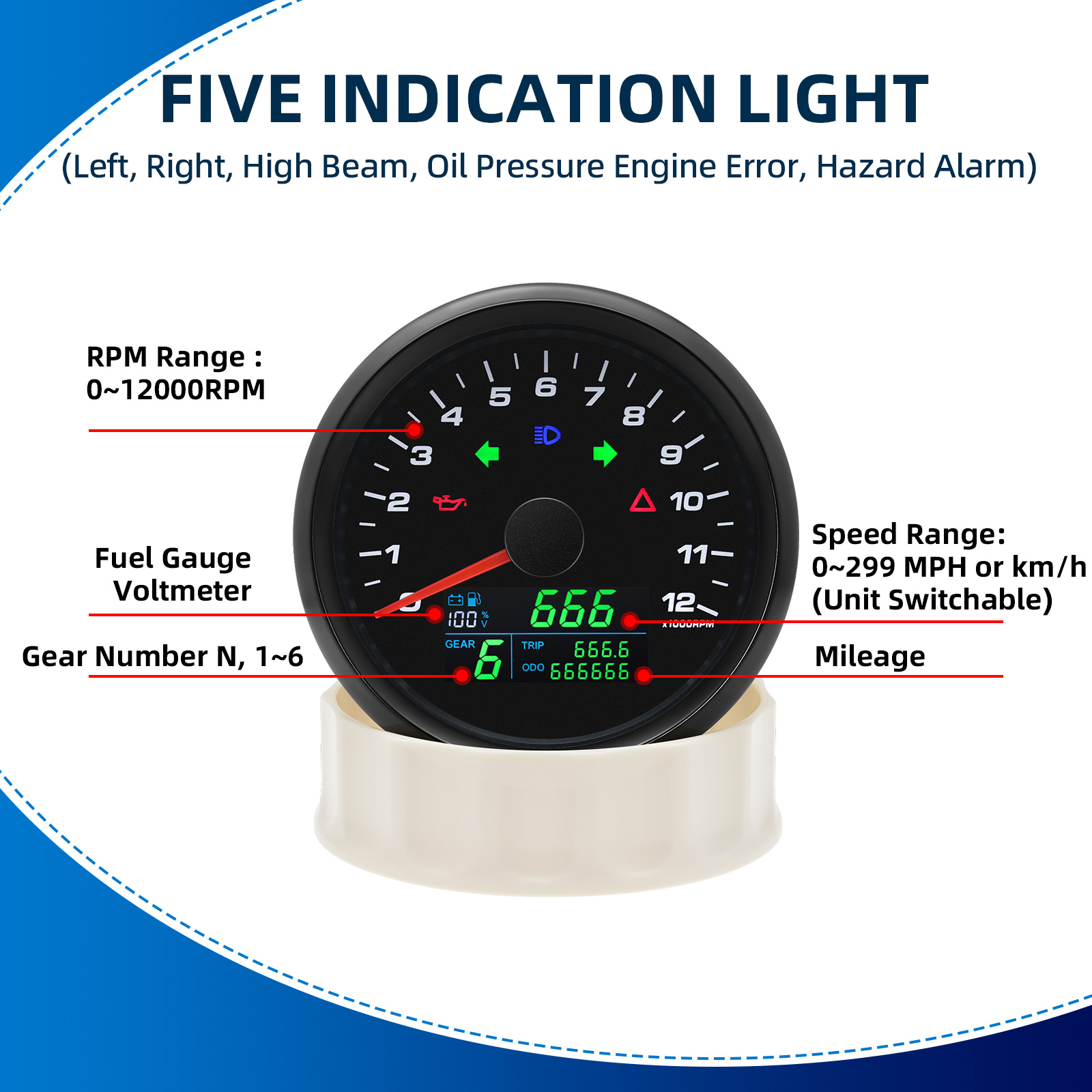 Tachometer Speedometer GPS Pen - Motorcycle Gear Levels ulasan dan harga